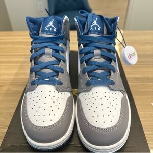 Size 7Y  -  Jordan 1 Mid Cement True Blue